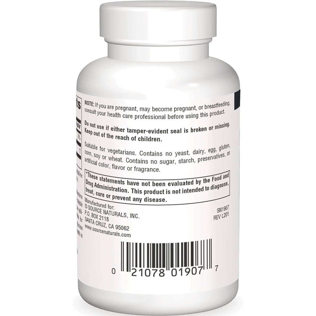 SN680 | Supplement bottle back label with warnings, ingredients notes, manufacturer info, and barcode - Thumbnail