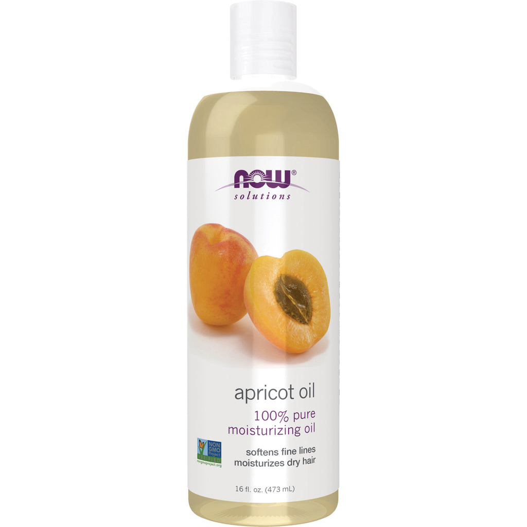 NWF184 | NOW Solutions apricot oil bottle labeled 100% pure moisturizing oil 16 fl oz - Thumbnail