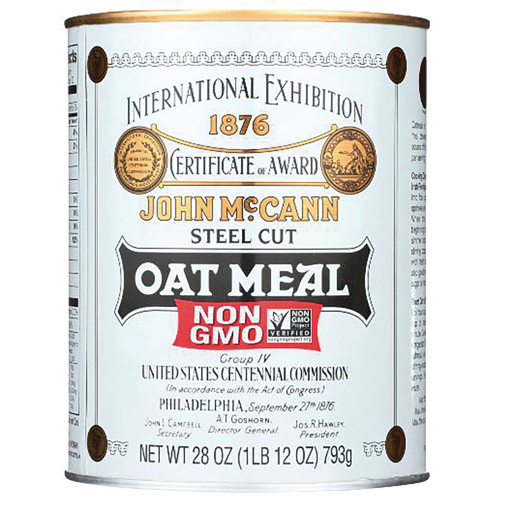 MCA001 | John McCann steel cut oat meal tin with Non GMO label, net wt 28 oz - Thumbnail