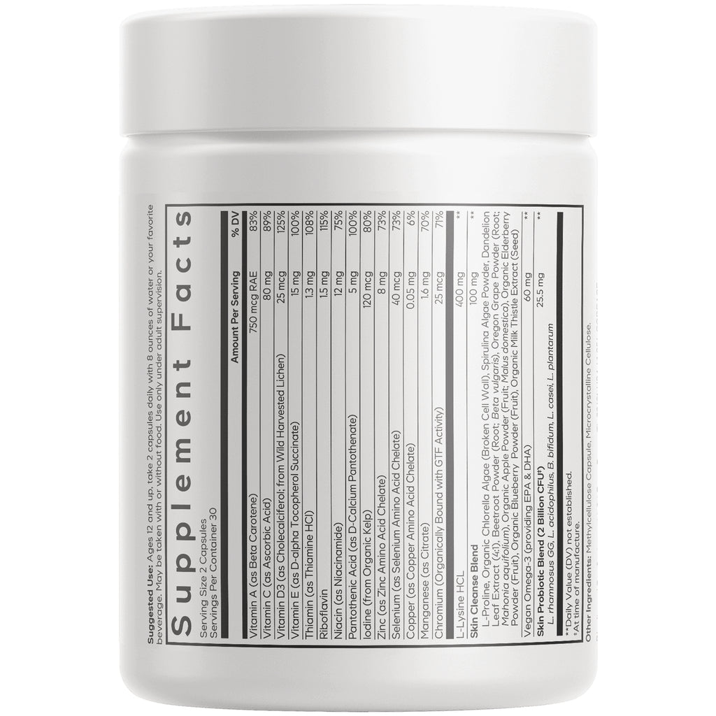 CDG063 | Back of white supplement bottle showing Supplement Facts nutrition panel - Thumbnail