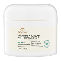 SW1458 | Swanson Vitamin K Cream with Menaquinone-7, Softening Soothes & Moisturizes, 2 fl oz (59 mL)