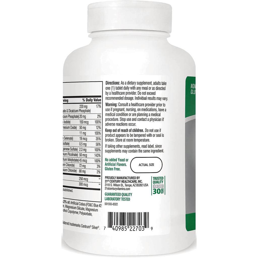 CNT146 | Back of white supplement bottle showing directions, warnings, nutrition facts panel and barcode - Thumbnail