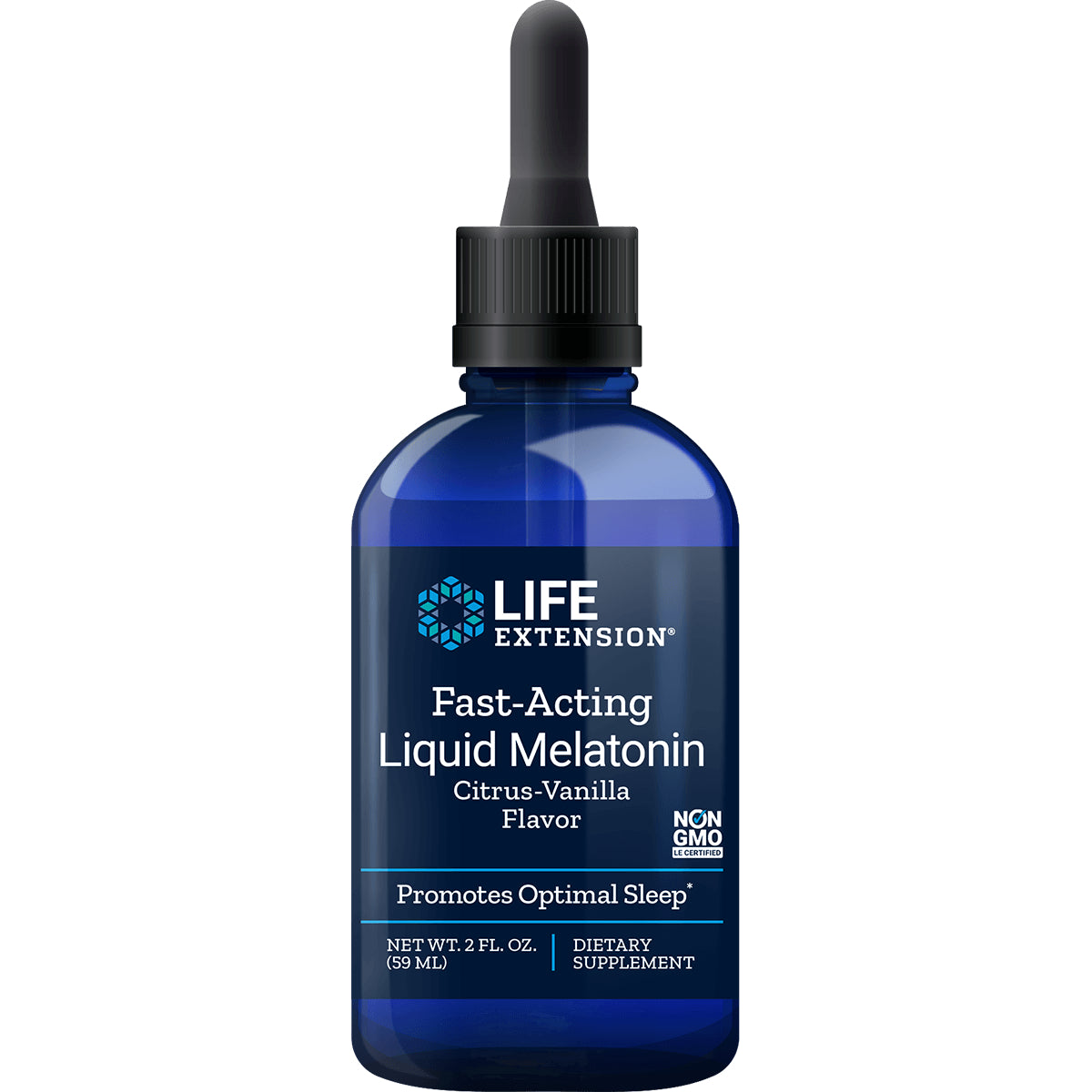LE551 | Life Extension Fast-Acting Liquid Melatonin citrus-vanilla dropper bottle, 2 fl oz dietary supplement