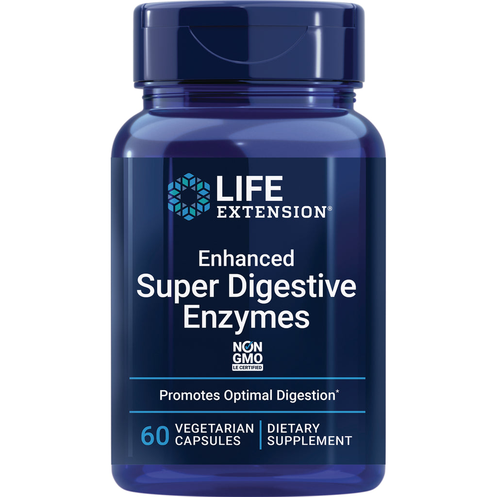 LE370 | Life Extension Enhanced Super Digestive Enzymes bottle front, 60 vegetarian capsules dietary supplement - Thumbnail