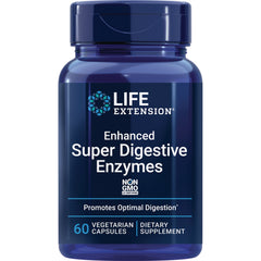 LE370 | Life Extension Enhanced Super Digestive Enzymes bottle front, 60 vegetarian capsules dietary supplement