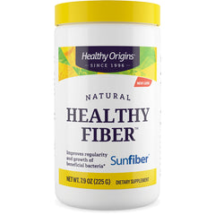 HRG092 | White jar of Healthy Origins Natural Healthy Fiber supplement labeled Sunfiber NET WT. 7.9 OZ (225 G)