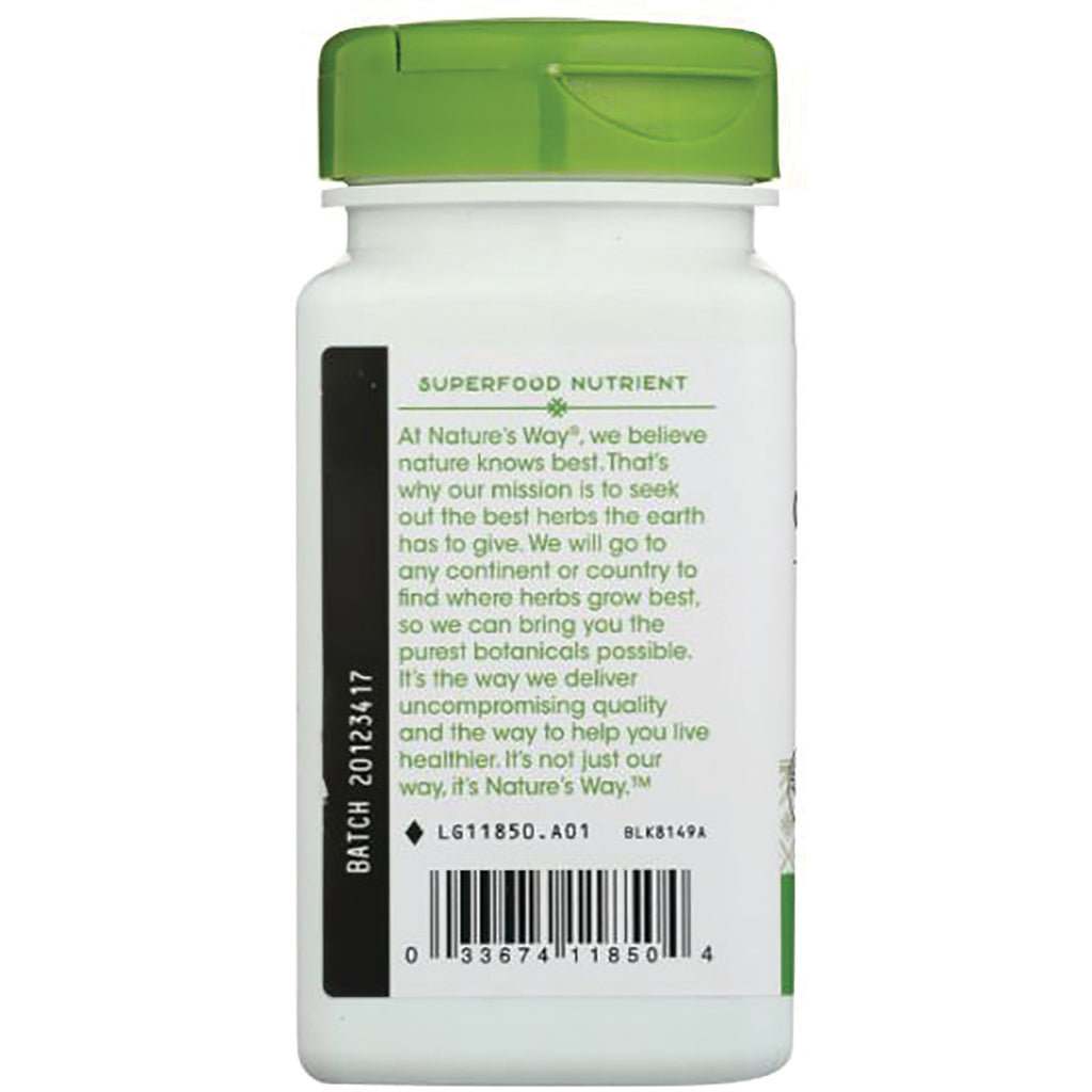 NW782 | back label of white supplement bottle with green cap showing product text, batch code and barcode - Thumbnail