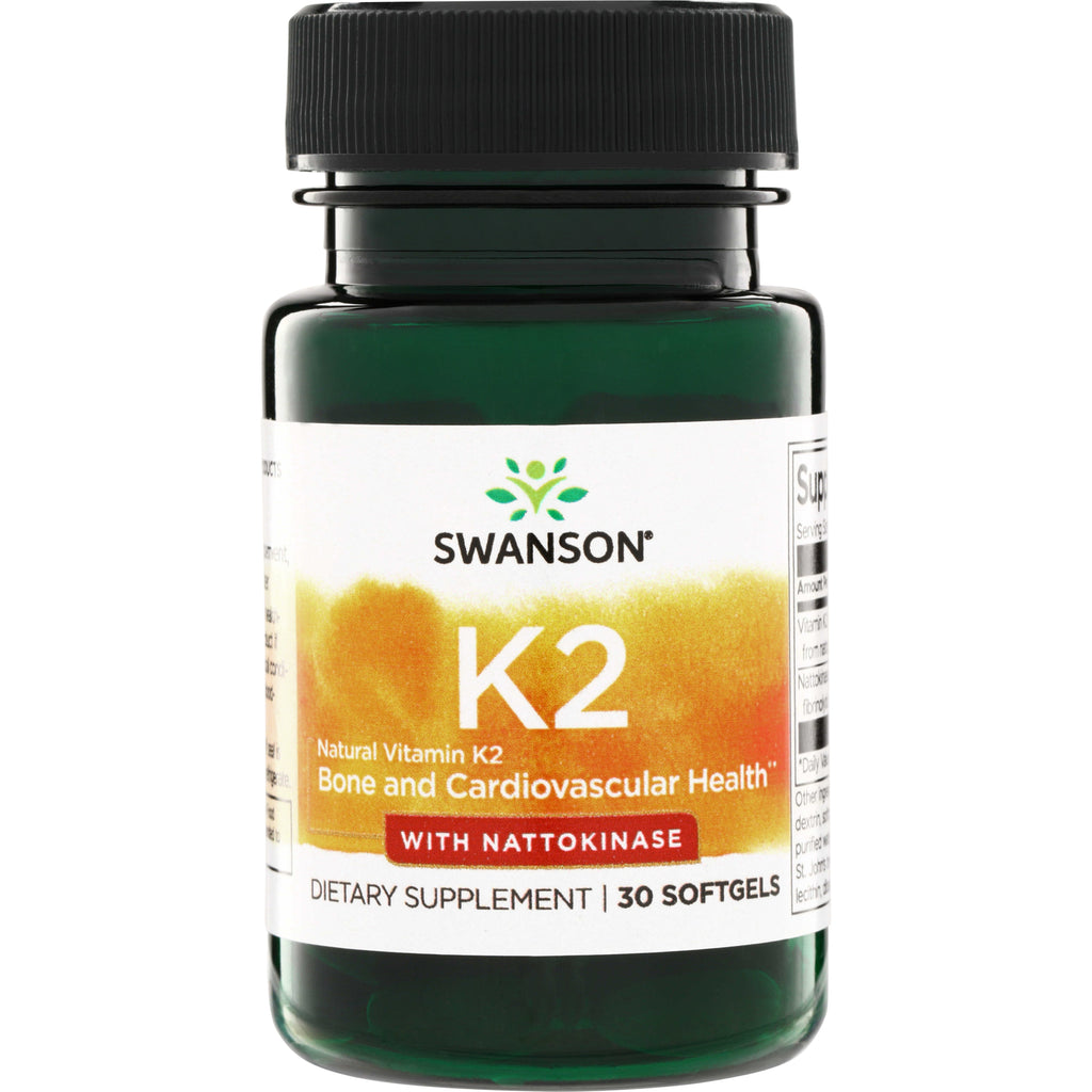 SWU819 | Swanson K2 with Nattokinase, Bone and Cardiovascular Health dietary supplement, 30 softgels - Thumbnail