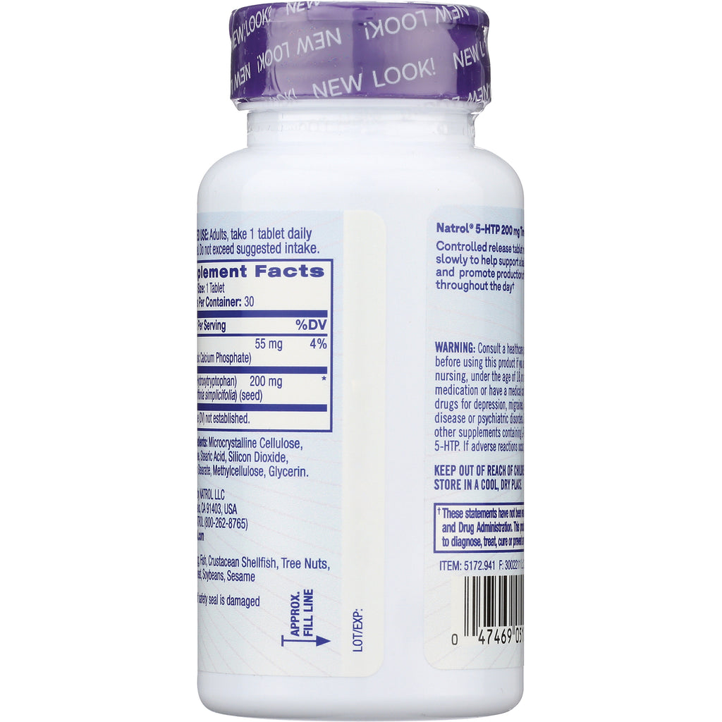 NA405 | Back of white supplement bottle showing Supplement Facts panel, warnings, barcode and purple cap labeled NEW LOOK! - Thumbnail