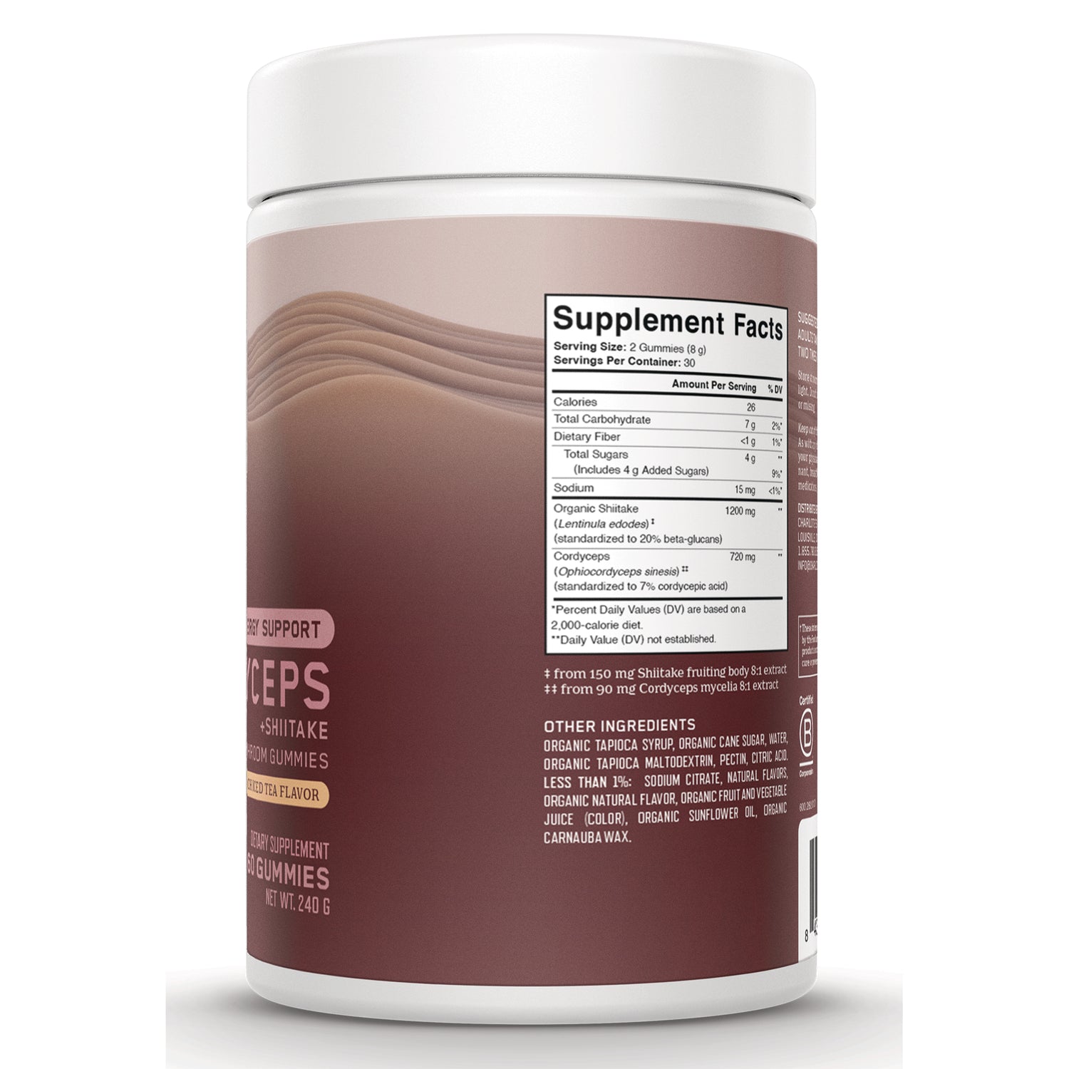 CHW047 | brown supplement bottle back showing Supplement Facts panel and ingredients label