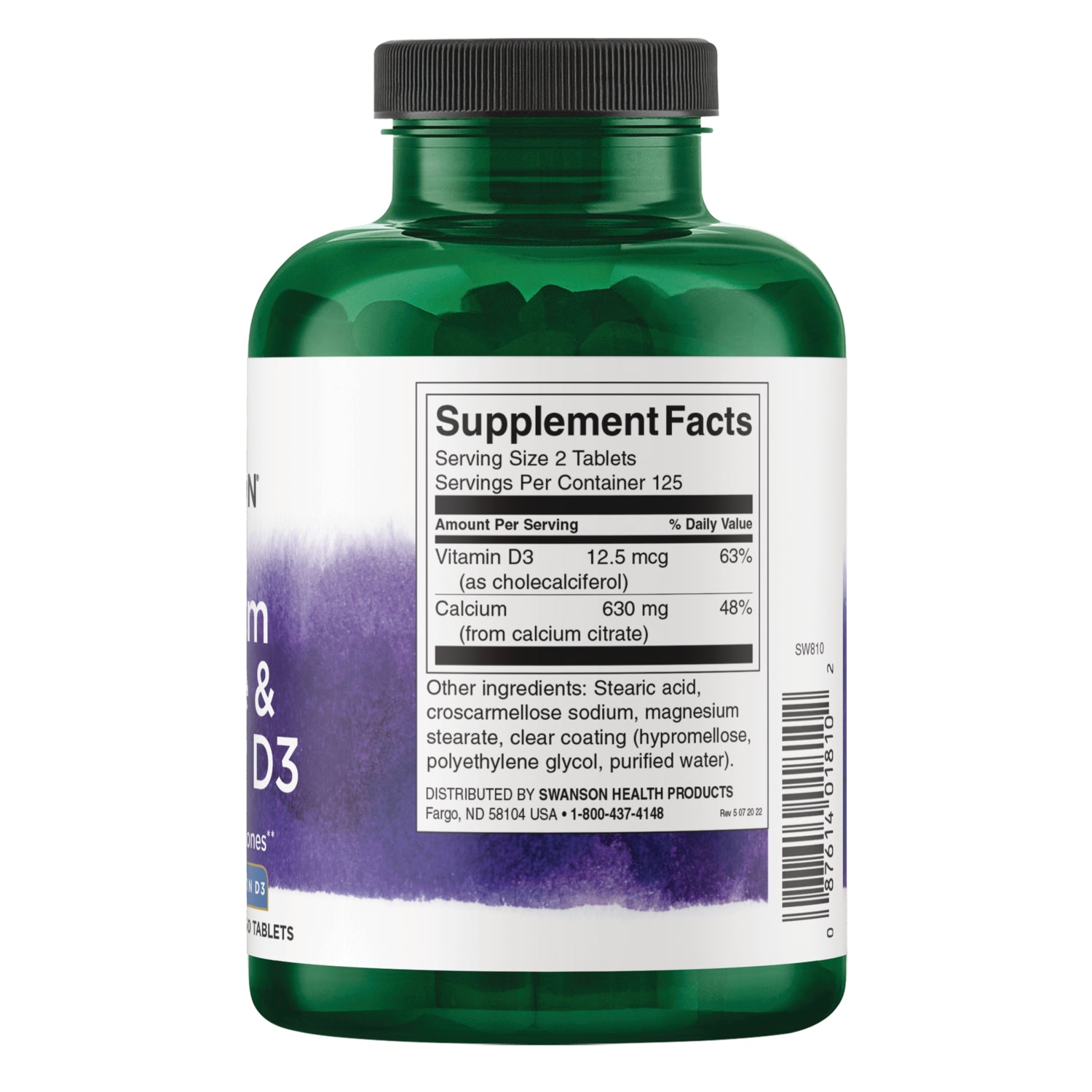 SW810 | Back label with Supplement Facts