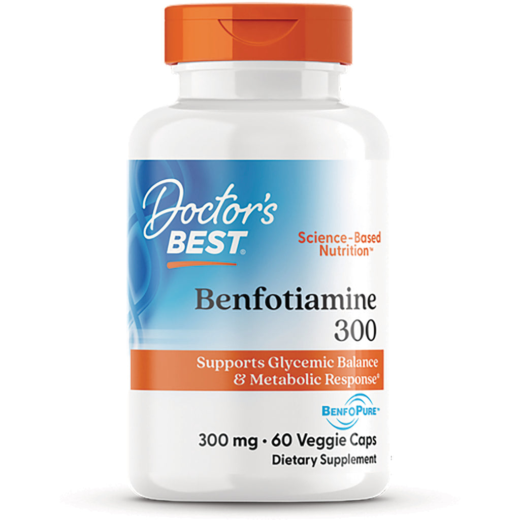 DB170 | Doctor's Best Benfotiamine 300 mg white bottle with orange cap, label states 300 mg  60 Veggie Caps - Thumbnail