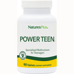 NTP036 | NaturesPlus POWER TEEN multivitamin bottle, 90 tablets, white bottle with green and yellow label