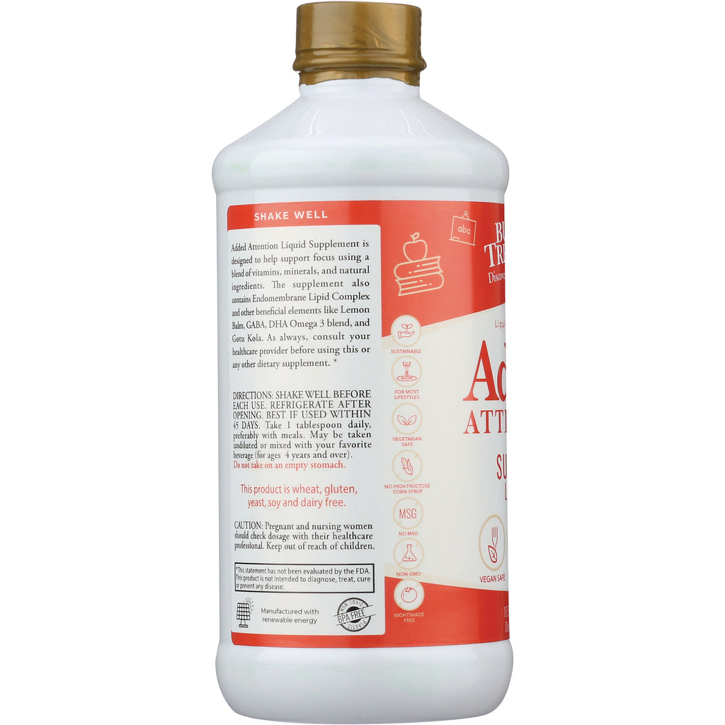 BTR002 | Back label of white supplement bottle showing directions, ingredient info, icons and SHAKE WELL header - Thumbnail