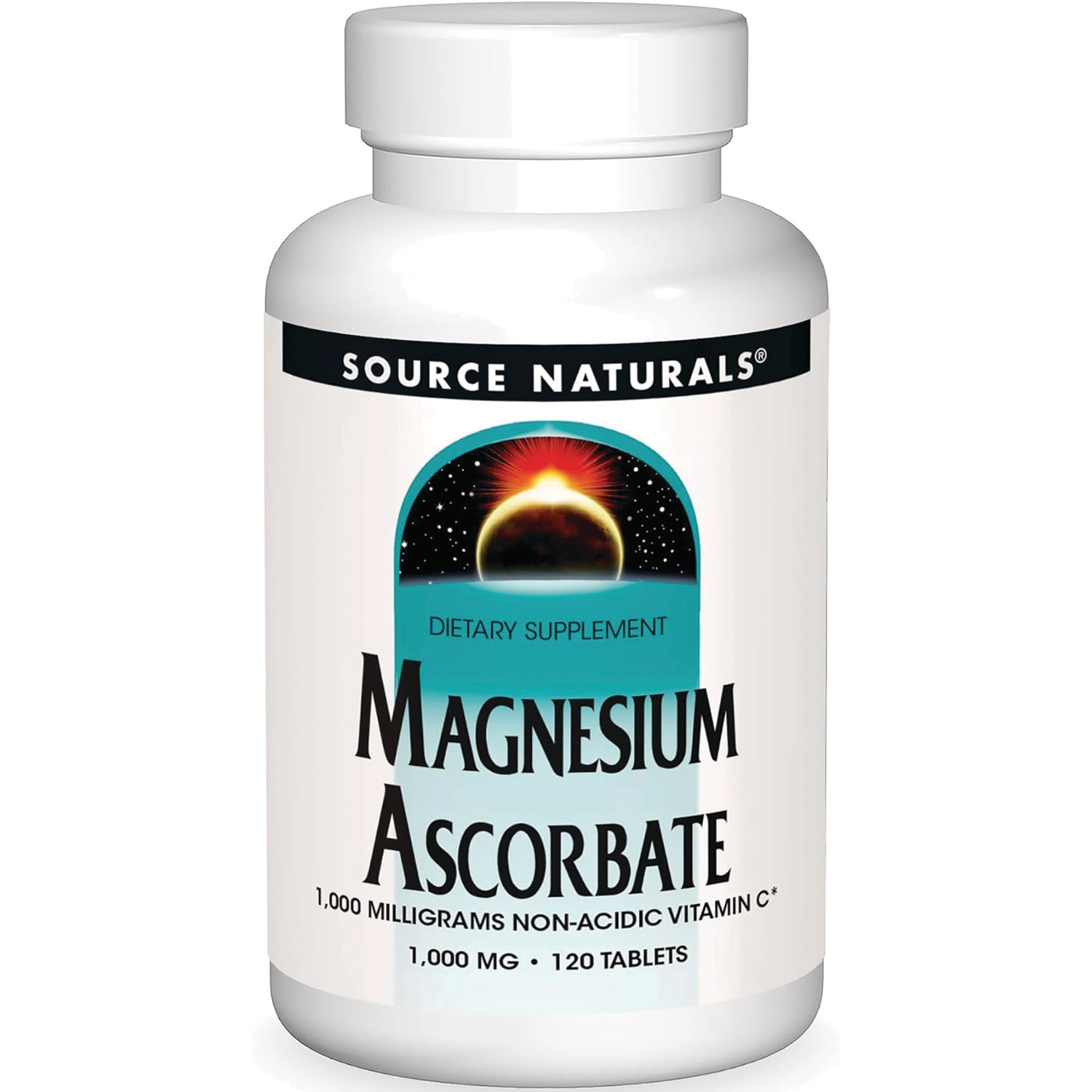 SN535 | Source Naturals Magnesium Ascorbate 1,000 mg, 120 tablets bottle front