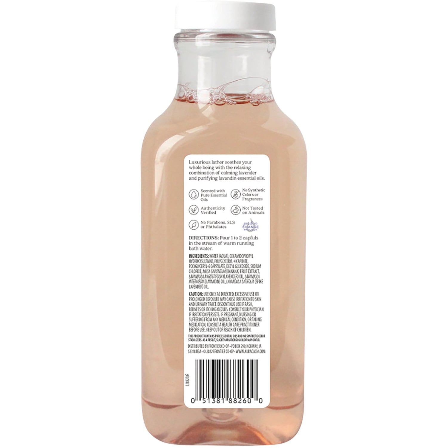 ARC113 | Back label on clear bottle showing ingredients, directions and barcode