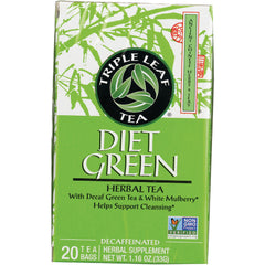 TLT003 | Triple Leaf Tea Diet Green herbal tea box, decaf, 20 tea bags, 1.16 oz