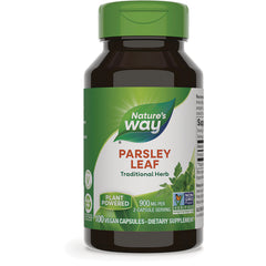 NW158 | Nature's Way Parsley Leaf supplement bottle, 100 vegan capsules, plant powered, 900 mg per 2-capsule serving