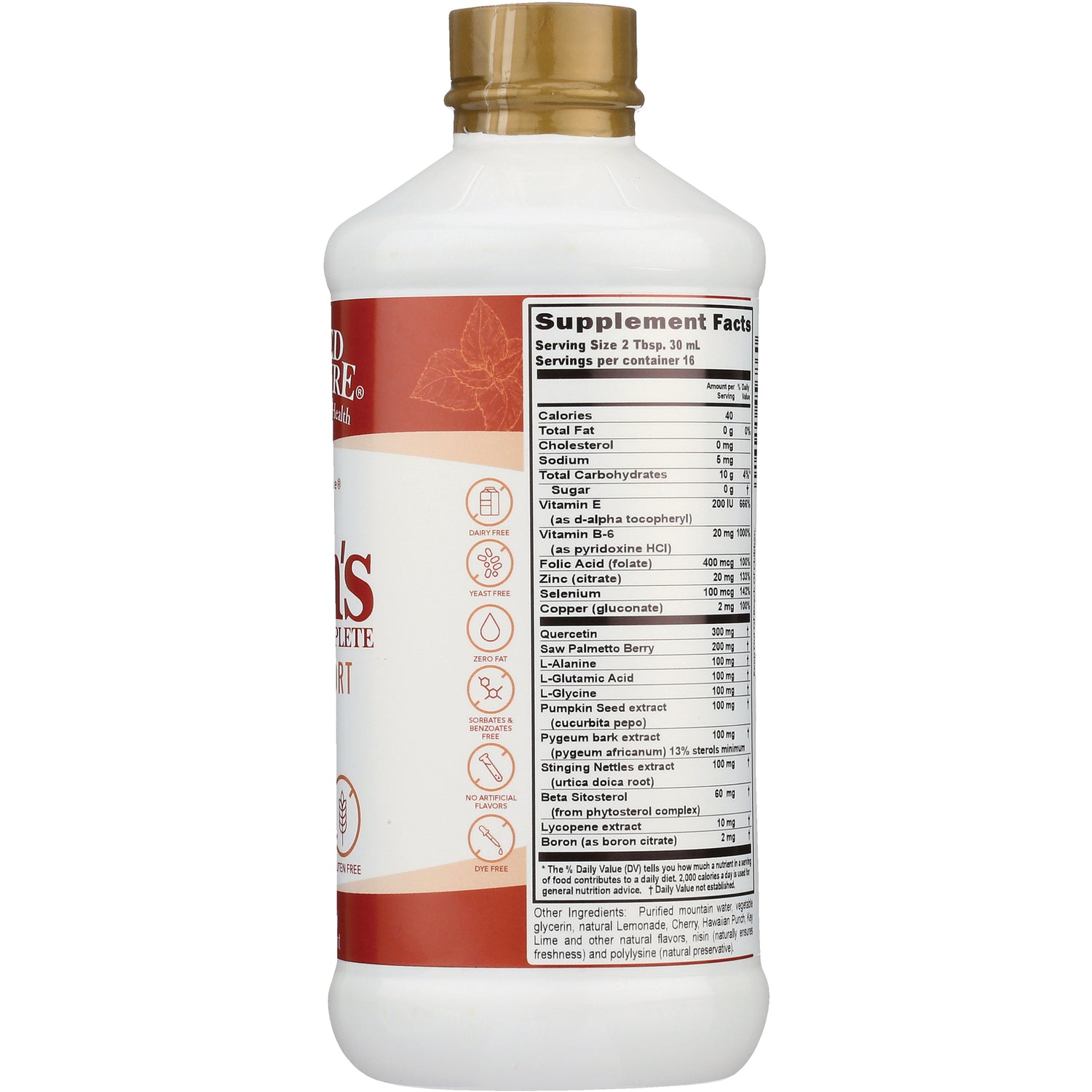 BTR025 | Supplement Facts panel and ingredient list on back of white supplement bottle