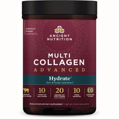 ATN130 | Ancient Nutrition Multi Collagen Advanced jar labeled Hydrate, lemon-lime flavor, front product view