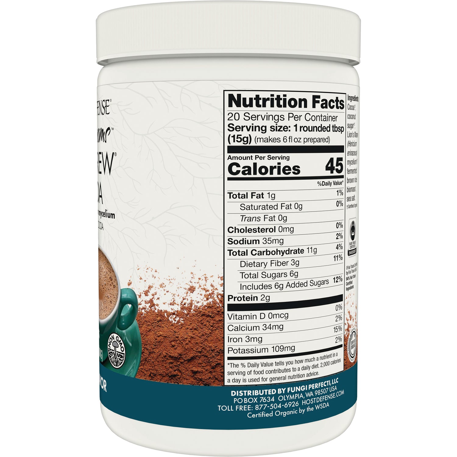 FUN017 | Back of white supplement jar showing Nutrition Facts panel, ingredients and powder graphic