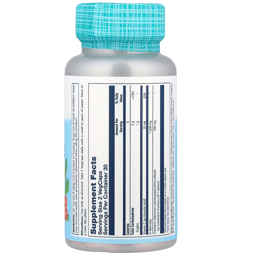 SLR214 | Solaray D-Mannose 1000 mg with supplement facts label - Thumbnail