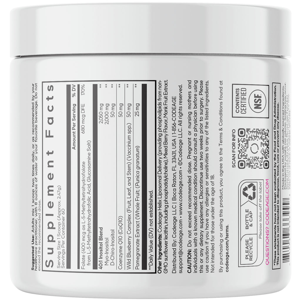 CDG064 | Back label showing Supplement Facts panel, ingredients, and barcode on white supplement jar - Thumbnail