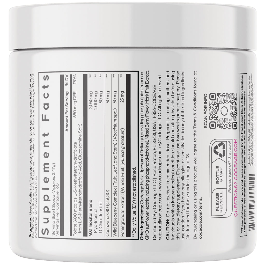 CDG064 | Back label showing Supplement Facts panel, ingredients, and barcode on white supplement jar - Thumbnail