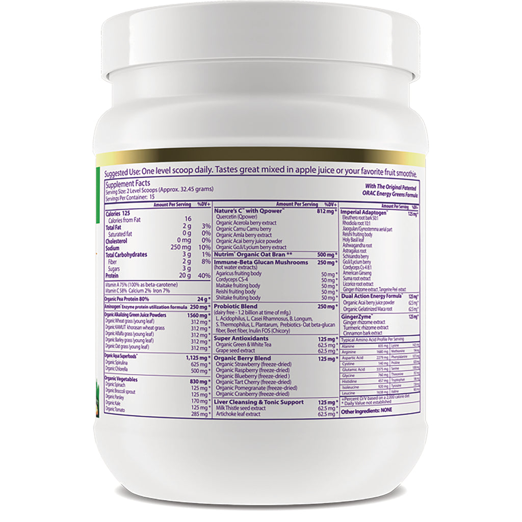 PRH002 | Back label showing supplement facts and ingredient list on white plastic jar - Thumbnail