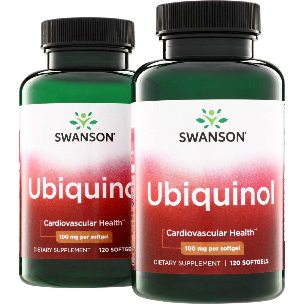 SWU1087 | Swanson Ubiquinol dietary supplement, 100 mg per softgel, 120 softgels bottle front - Thumbnail