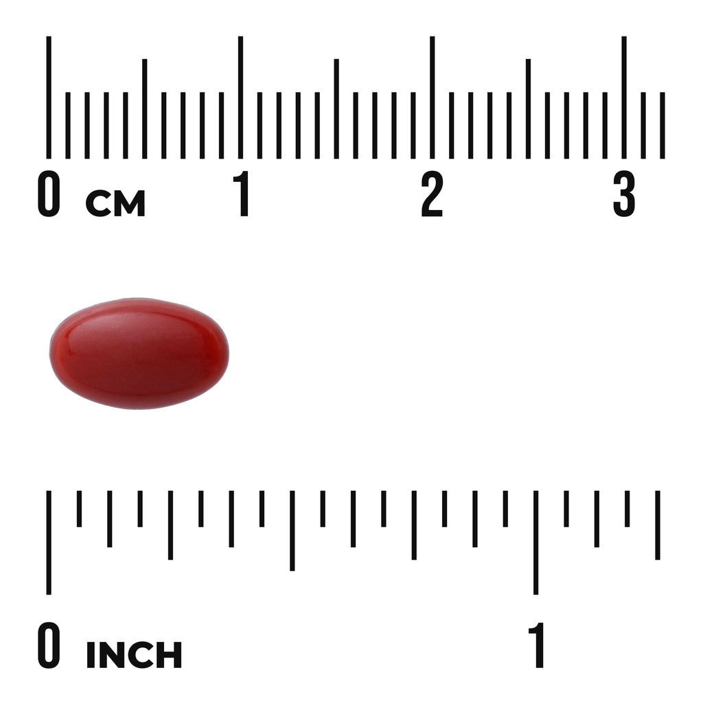 SW010 | Red oval softgel capsule with ruler showing CM and INCH for size - Thumbnail