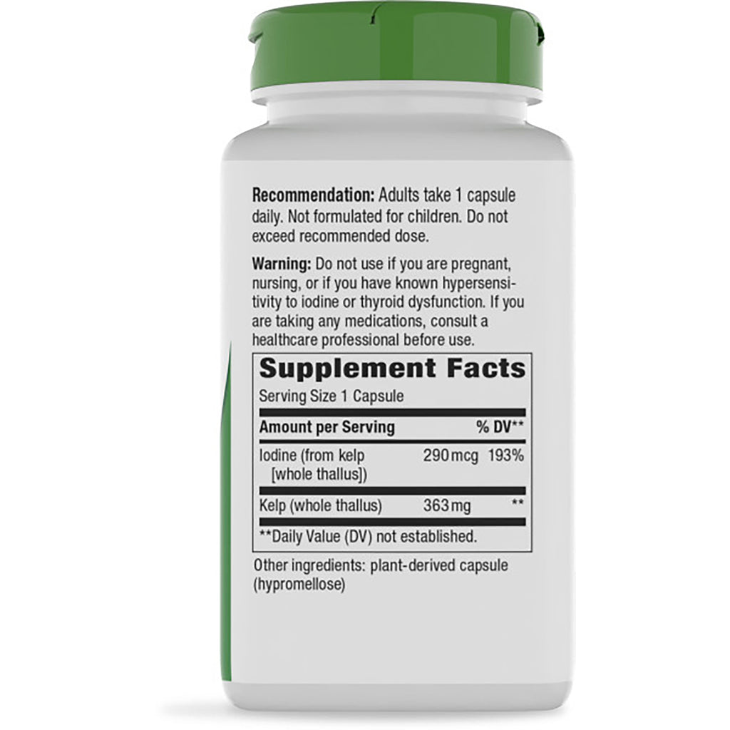 NW490 | bottle back label showing Supplement Facts, serving size 1 capsule, iodine 270 mcg, warnings and storage instructions - Thumbnail