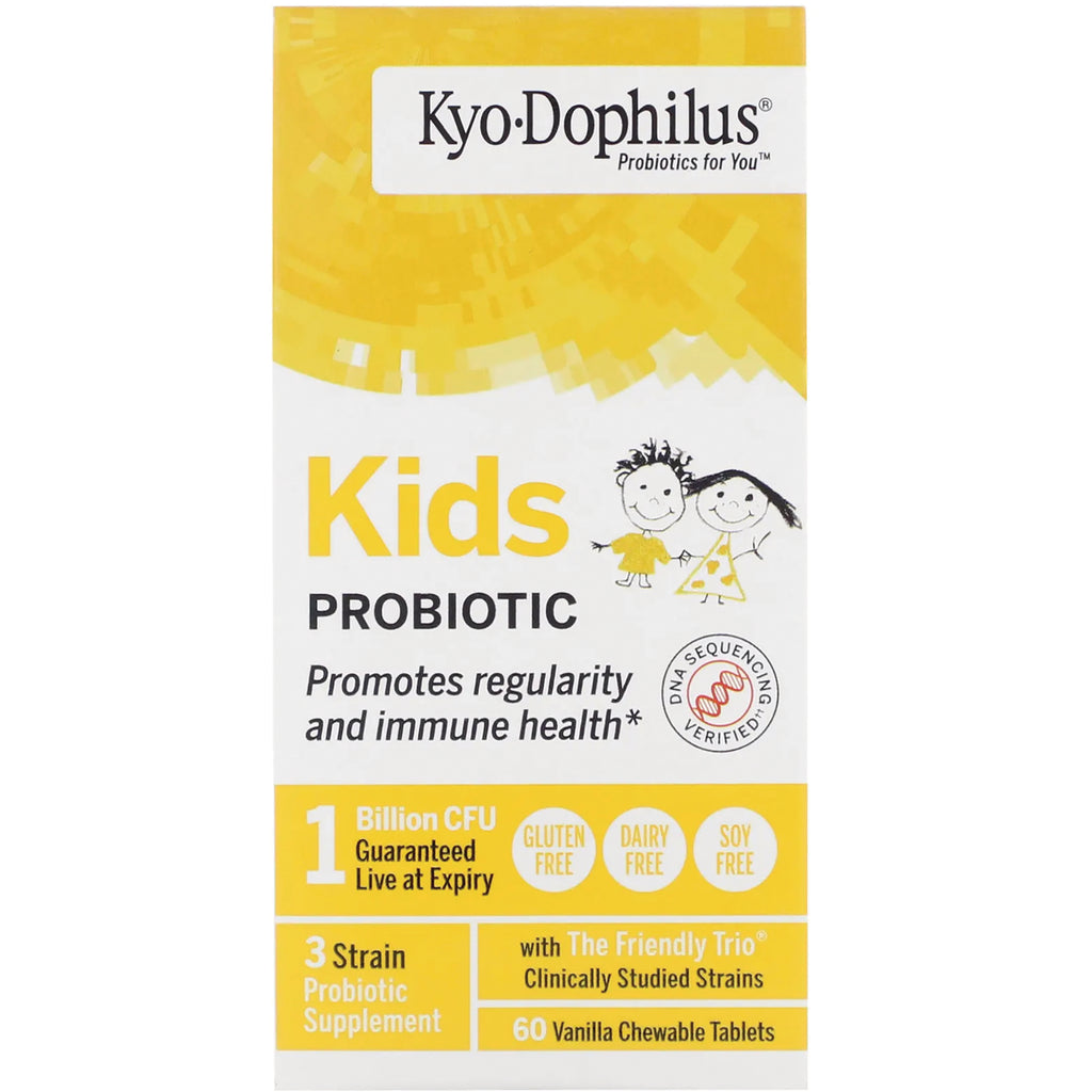 KY105 | Kyo-Dophilus Kids probiotic box, 60 vanilla chewable tablets, promotes regularity and immune health - Thumbnail