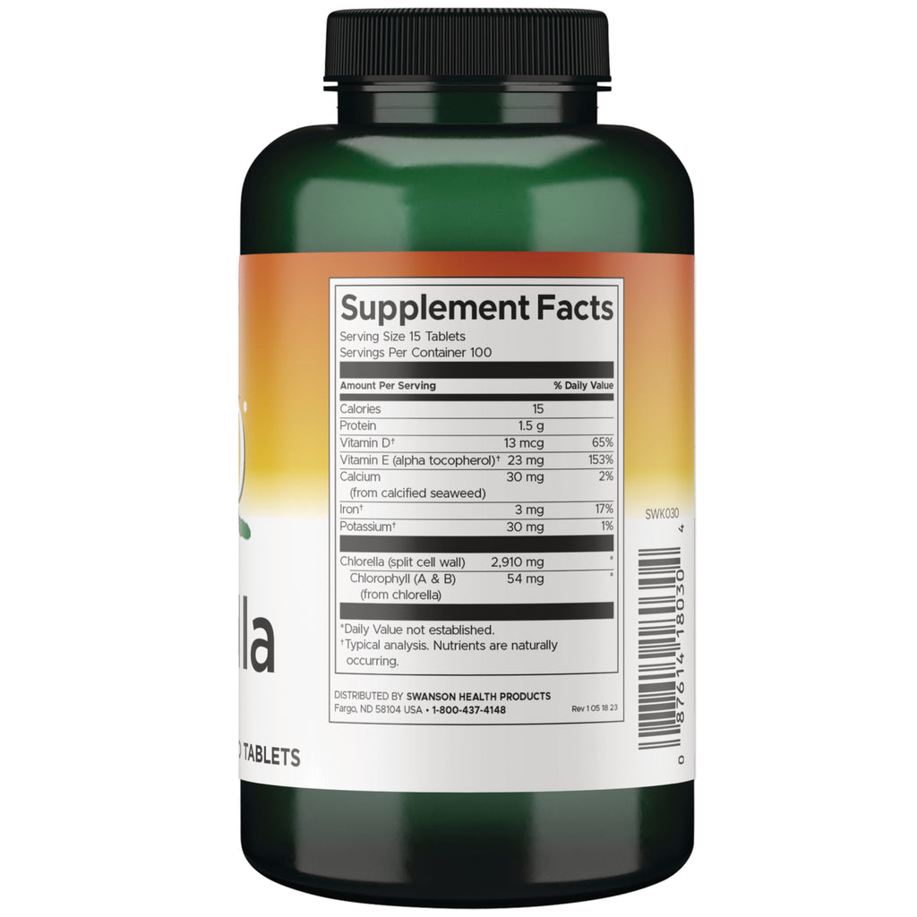 SWK030 | Back of supplement bottle showing Supplement Facts panel and barcode - Thumbnail