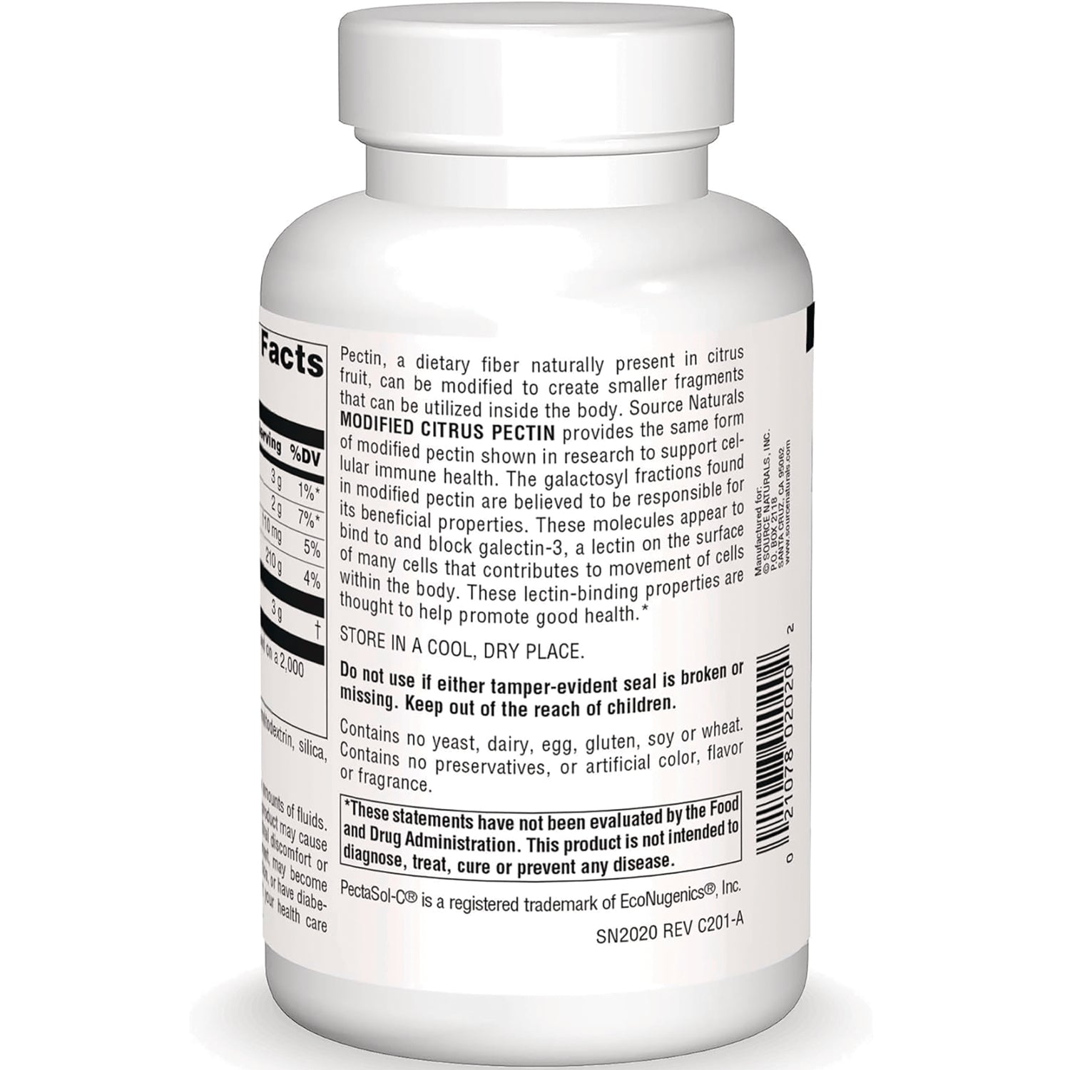 SN779 | Back label with Supplement Facts, ingredients, storage directions, warnings, and barcode