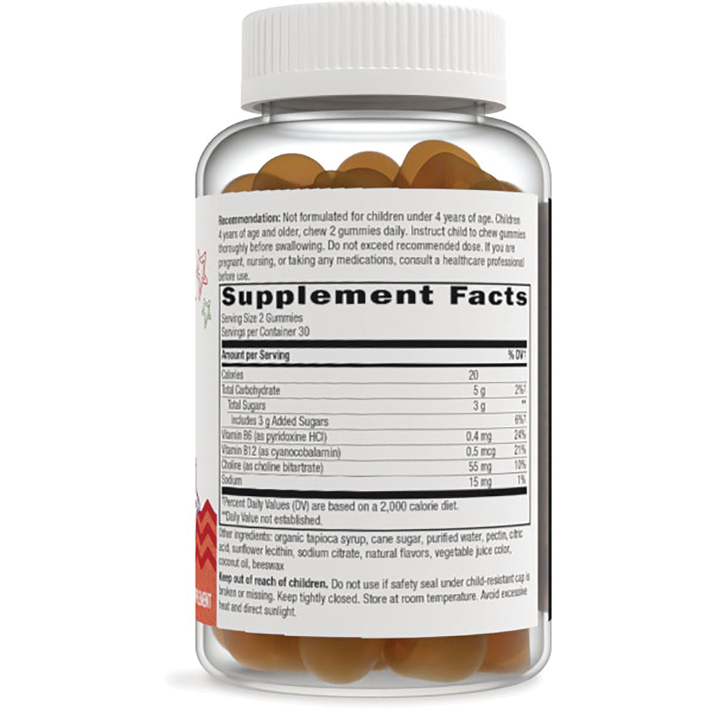 NW1036 | back of gummy supplement bottle showing Supplement Facts panel and visible gummies - Thumbnail