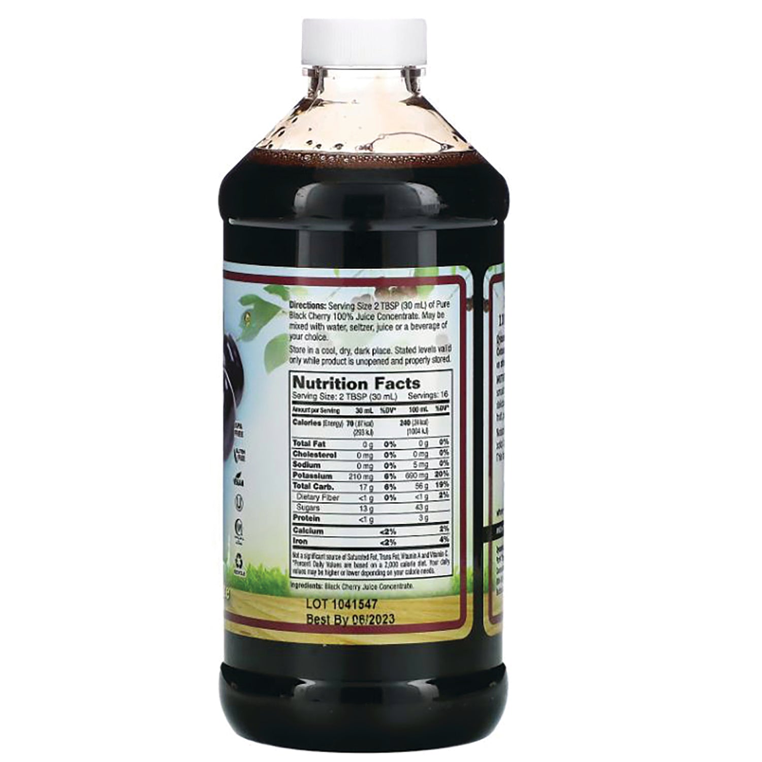 DYH003 | Back of bottle showing nutrition facts panel, ingredients and lot 1041547 Best By 08/2023