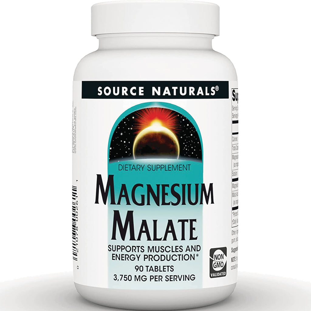 SN390 | Source Naturals Magnesium Malate dietary supplement, 90 tablets, Non-GMO validated - Thumbnail