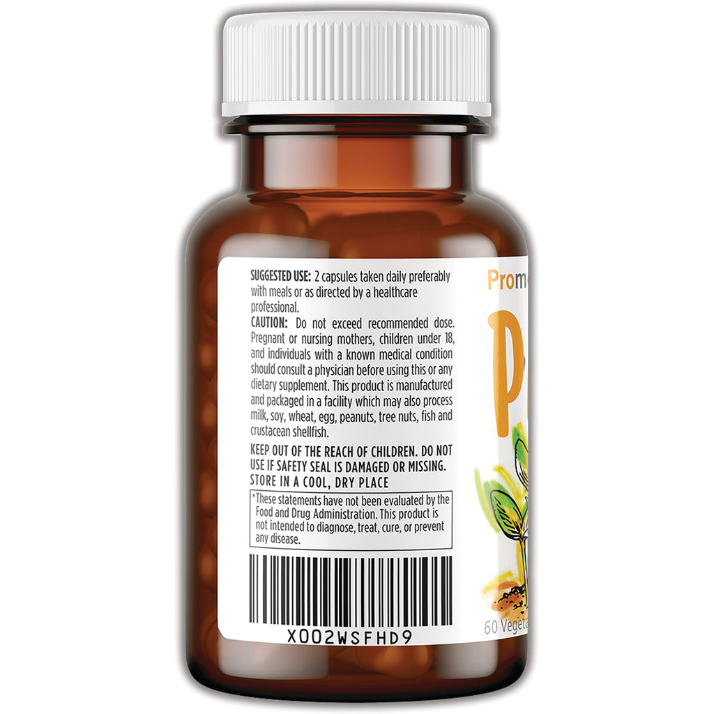 Back label of amber supplement bottle showing suggested use, caution text and barcode - Thumbnail