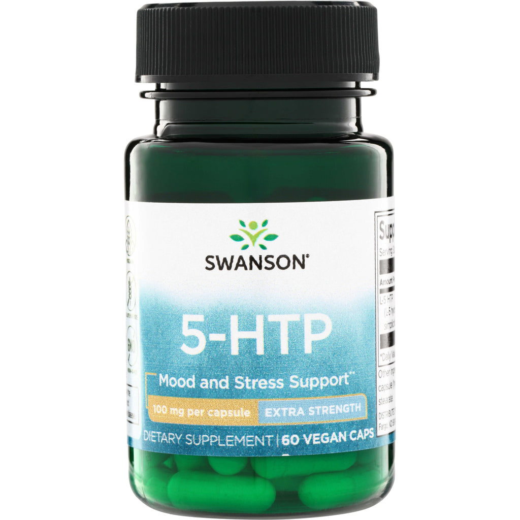 SWU518 | Swanson 5-HTP Mood and Stress Support, 100 mg per capsule, Extra Strength, 60 vegan caps bottle - Thumbnail