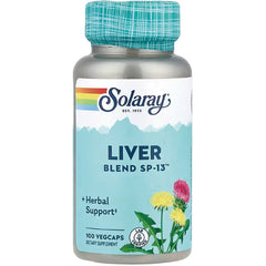 SLR219 | Solaray Liver Blend SP-13 herbal supplement bottle with front label reading LIVER BLEND SP-13, 100 VEGCAPS