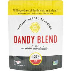 DDY002 | Dandy Blend instant herbal beverage pouch labeled with dandelion and 100% caffeine free