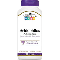 CNT007 | 21st Century Acidophilus Probiotic Blend white bottle with purple cap labeled 150 capsules