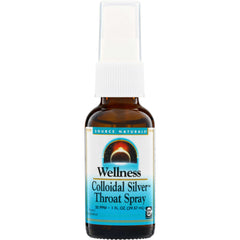 SN160 | Source Naturals Wellness Colloidal Silver Throat Spray, 30 PPM, 1 fl oz (29.57 mL)