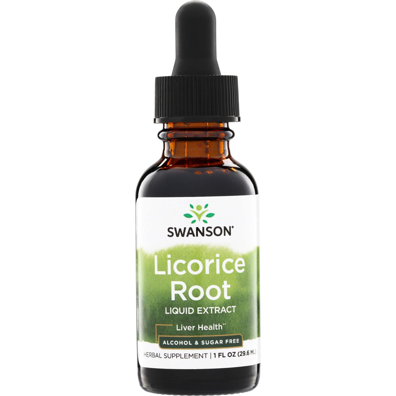 SW1323 | Swanson Licorice Root Liquid Extract dropper bottle, Alcohol & Sugar Free, 1 fl oz