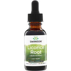 SW1323 | Swanson Licorice Root Liquid Extract dropper bottle, Alcohol & Sugar Free, 1 fl oz