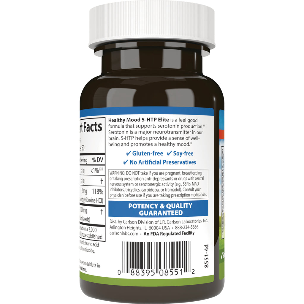 CSN123 | Back of brown supplement bottle showing nutrition facts, warning text, barcode, and Potency & Quality Guaranteed label - Thumbnail