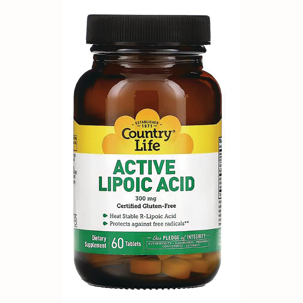 CRL304 | Country Life Active Lipoic Acid 300 mg supplement bottle with 60 tablets label - Thumbnail