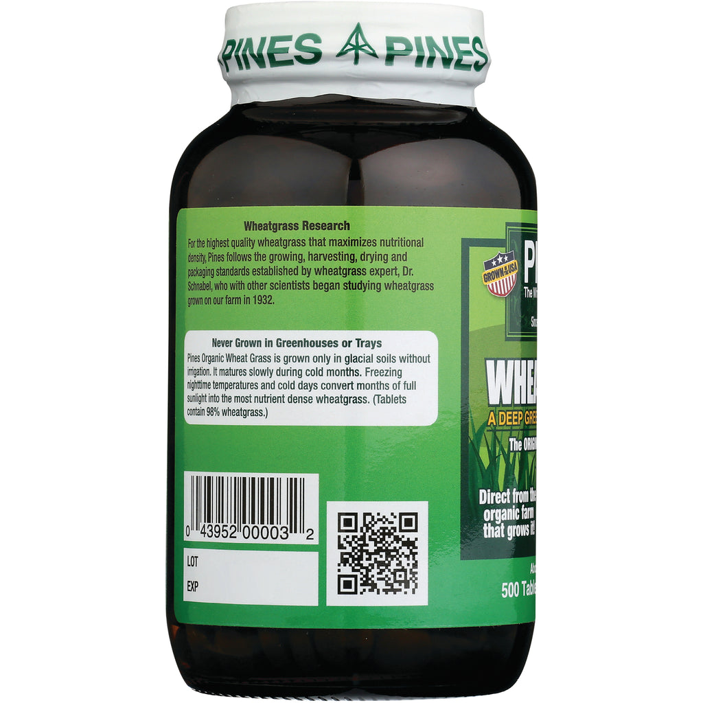 PNN003 | back label of wheatgrass supplement bottle showing research text, barcode, and QR code - Thumbnail