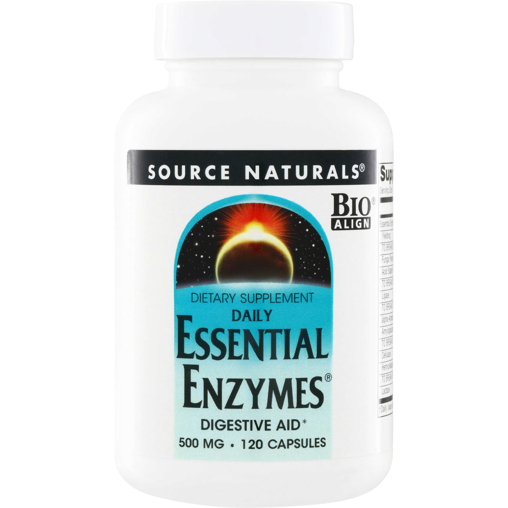 SN105 | Source Naturals Daily Essential Enzymes digestive aid, 500 mg, 120 capsules - Thumbnail